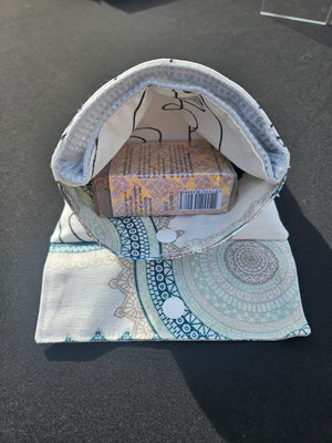 Pochette 3 en 1 :  transport savon et gant de toilette